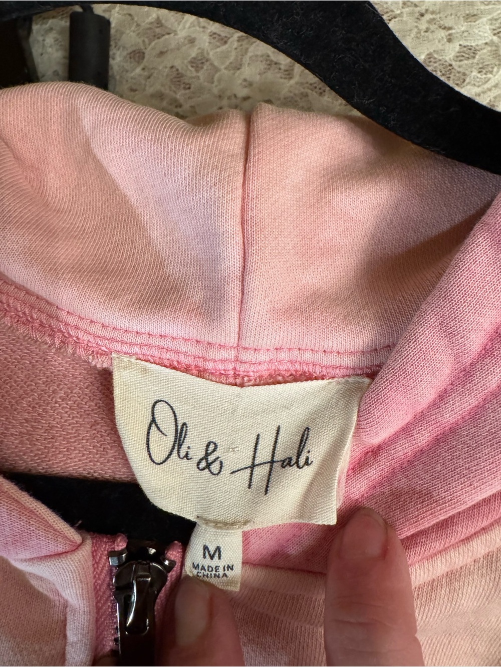 Oli &Hali Pink Hooded Zip-Front Terry Jacket - Picture 4 of 5